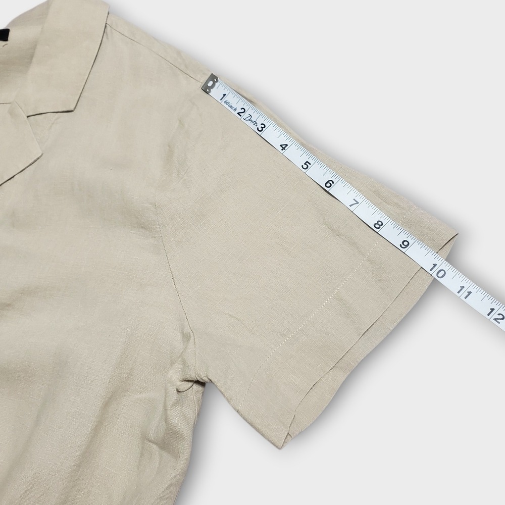 Quince 100% European Linen Short Sleeve Shirt Boxy Driftwood Tan Womens XL - Picture 8 of 10
